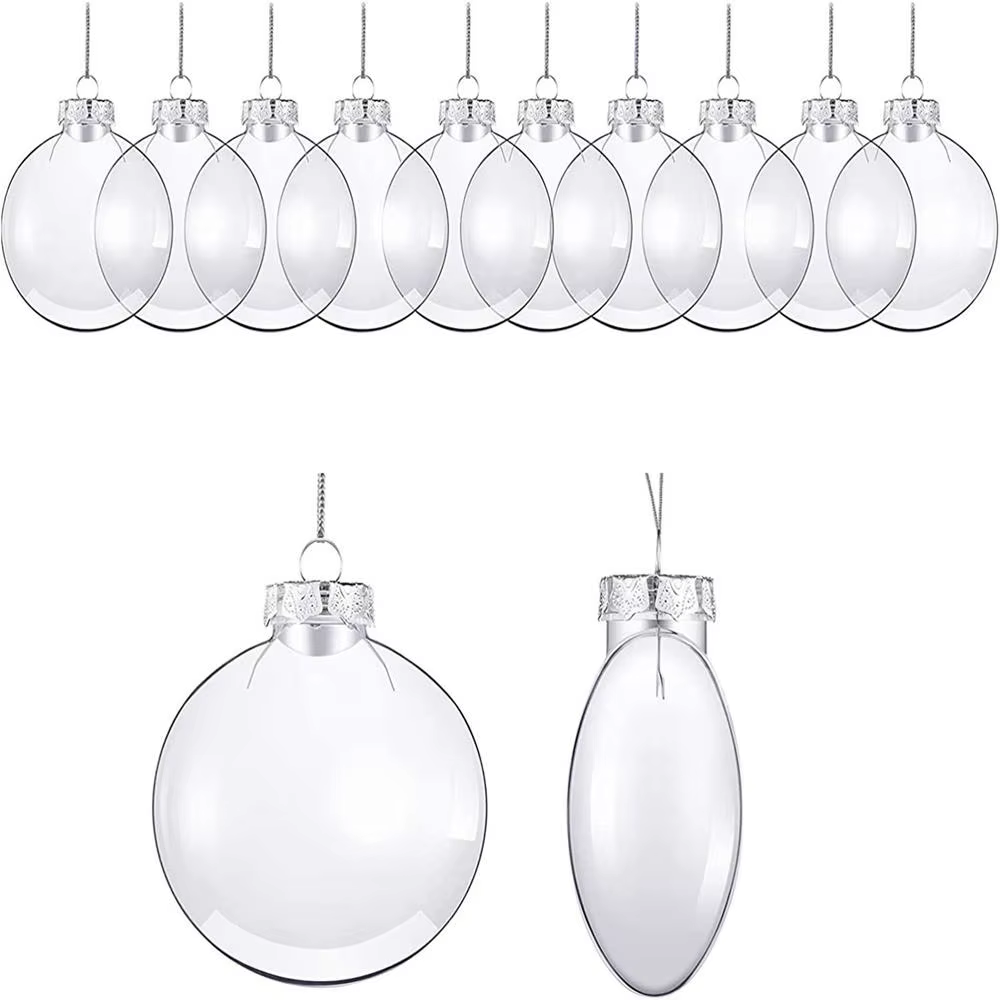 60/80/100mm Oval Transparent PET Christmas Ball Ornaments DIY Paintable Christmas Tree Hangng Pendant Home Christmas Dec