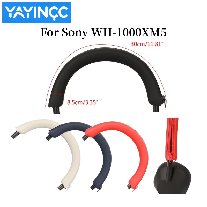 Universal Headphone Headband Head beam Silicone Cover for Sony WH-1000XM5 Headset Headband Protectors with Zipper Cover