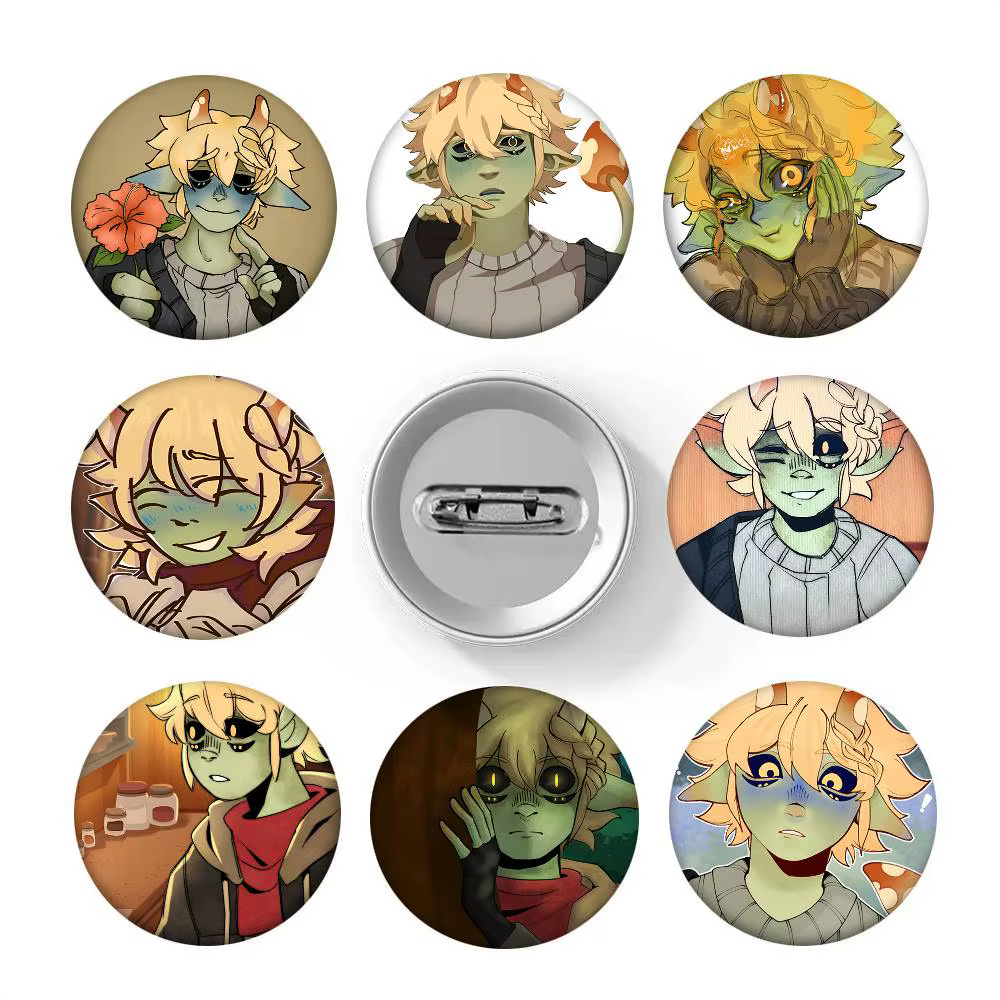 1pc Mushroom Oasis Anime Cartoon Style Badge Brooches On Backpack Decoration Round Enamel Pins For Accessorys
