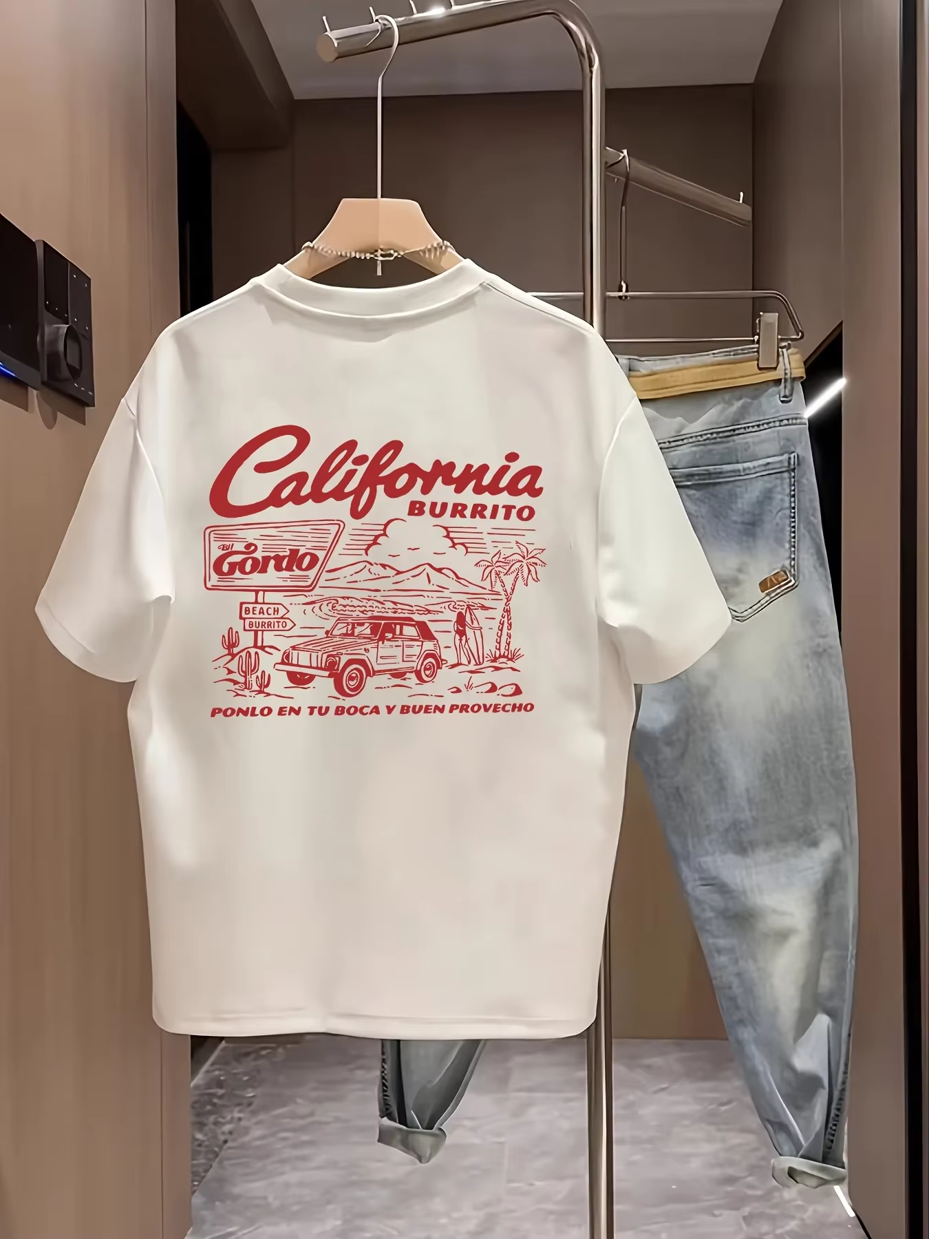 Vintage California Burrito WoMen's T-shirt Retro West Coast Graphic Short Sleeve Tops Summer Streetwear