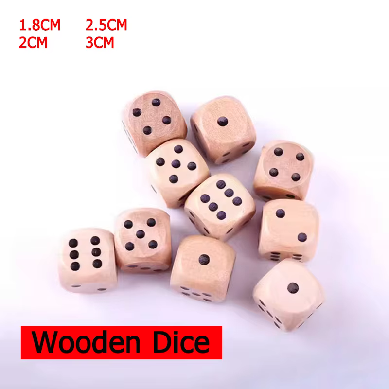 1.8cm-3cm Wooden Dice D6, Round Corner Gaming Cubes for Tabletop Games, DIY & Gift Accessories