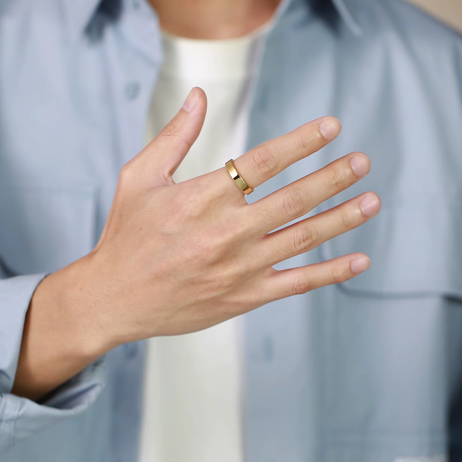 Stainless Steel Rings for Men Couple Gold Simple 4MM 6MM Women's Wedding Band Rings Sizes 5-13