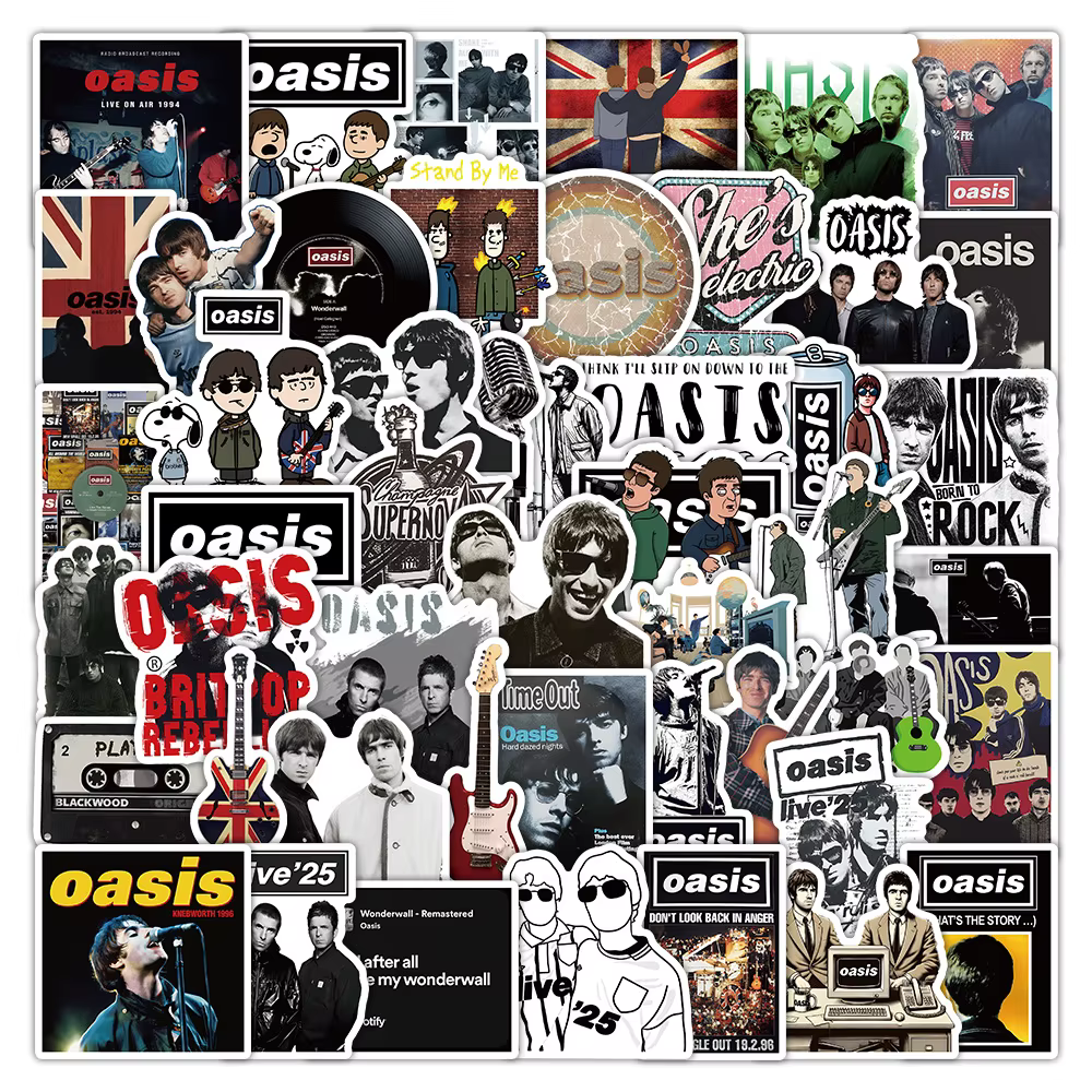 50PCS Oasis Stickers Rock Graffiti Stickers DIY Diary Phone Case Handmade Scrapbook Aesthetic Stickers