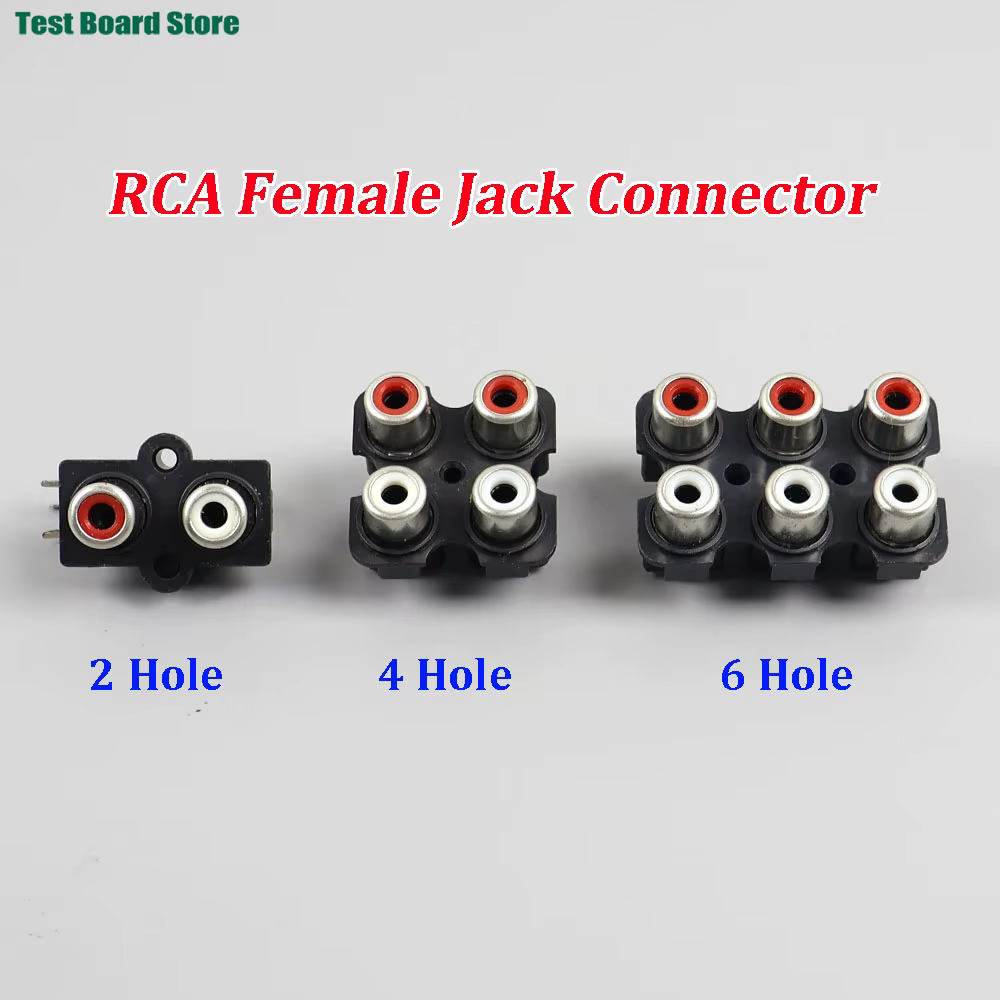 1/2/5PCS 2/4/6 Hole RCA Female Stereo Audio Jack AV Audio Input Socket Connector Lotus Row Amplifier Interface Signal Co