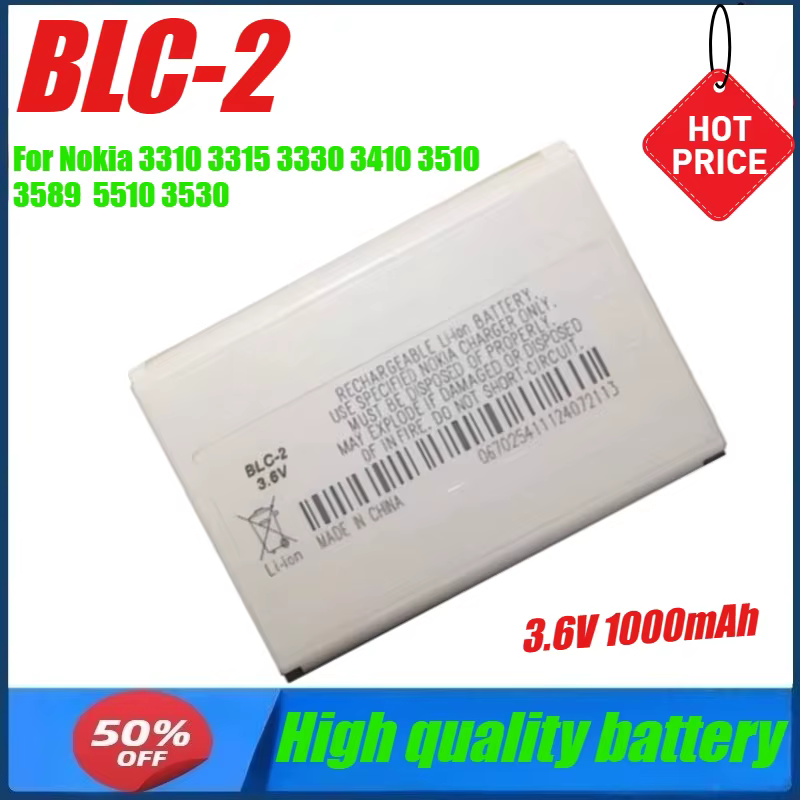 3.6V 1000mAh BLC-2 Replacement Battery for Nokia 3310 3315 3330 3410 3510 3589 5510 3530 3335 3686 3685