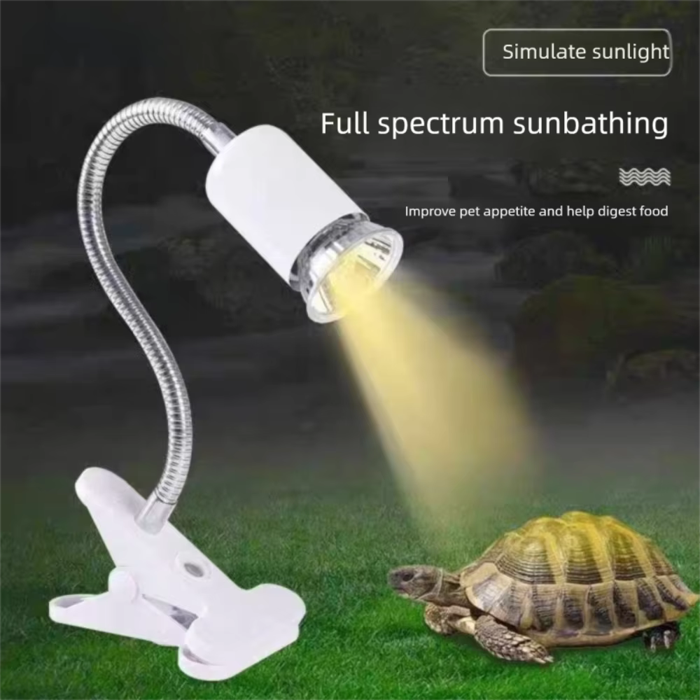 New UVA+UVB Reptile Lamp Sunlight 360 Degree Rotation Reptile Heating Light Basking Lamp Clip Cover Tortoises